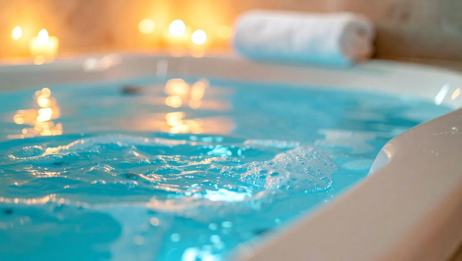 zasebni wellness jacuzzi napolnjen z vodo